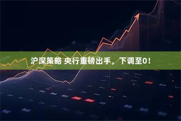 沪深策略 央行重磅出手，下调至0！